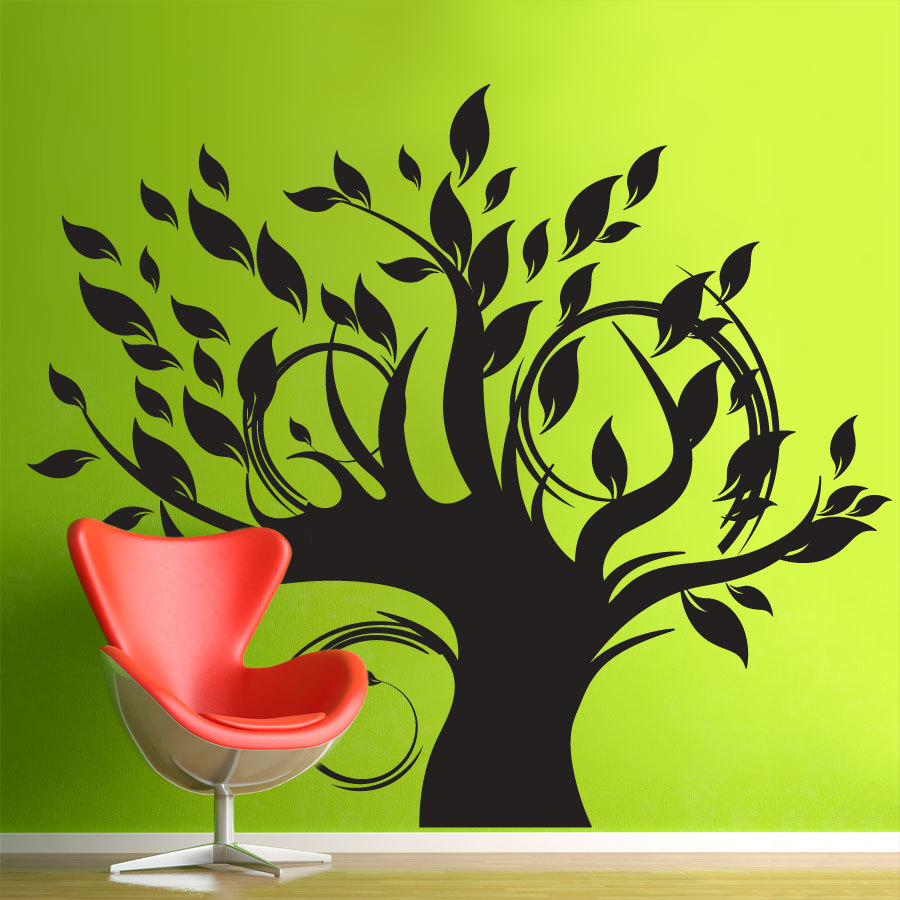 Leafy Whimsical Tree Wall Decal 56" X 48"