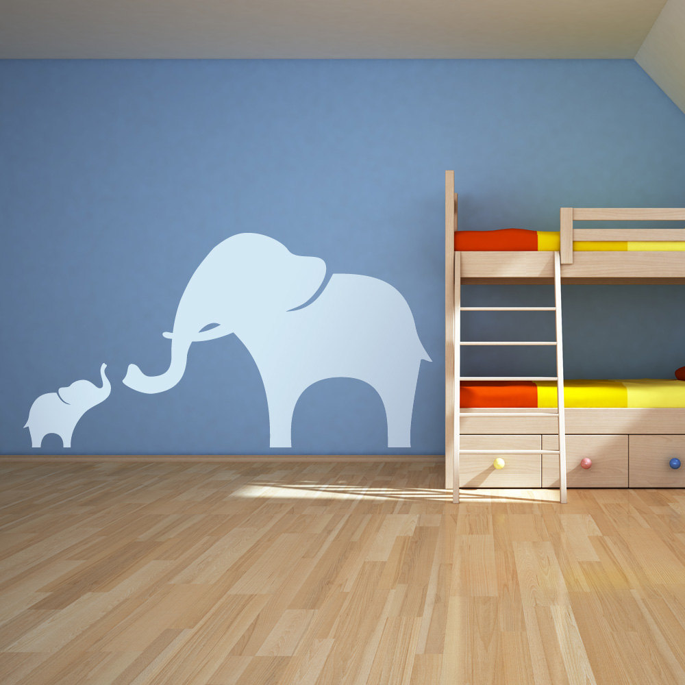 Mama And Baby Elephant Wall Decal - Vinyl Wall Art Decal Sticker